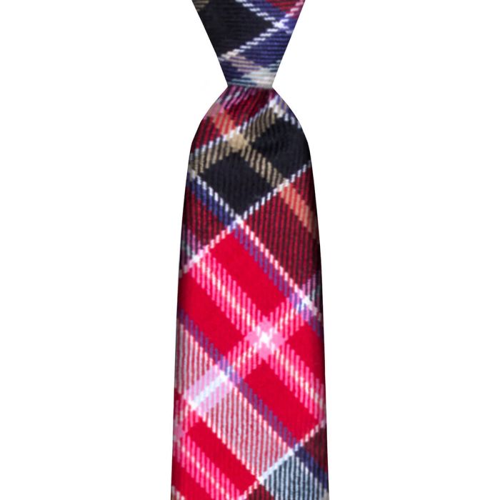 Aberdeen Modern Tartan Tie in bright pink and black checks, 100% wool, classic Scottish pattern, Scottish Clan Tartan.